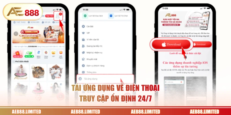 Tải ứng dụng về điện thoại truy cập ổn định 24/7